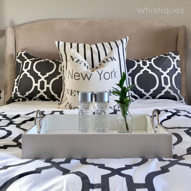 White and grey bedding. White and grey bedding. Comforter: Downlite Bedding Duvet & Shams: Homegoods White and grey bedding. White and grey bedding #Whiteandgreybedding Beautiful Homes of Instagram @whistiques