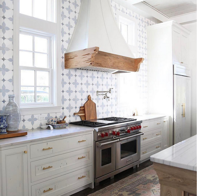 Benjamin Moore White Dove. White Kitchen with Pecky Cypress Cabinets painted in Benjamin Moore OC-17 White Dove. The vintage kitchen runner is from Etsy. Countertops are Macaubus Quartzite. Benjamin Moore White Dove. White Kitchen with Cypress Cabinets painted in Benjamin Moore White Dove. Benjamin Moore White Dove. White Kitchen with Pecky Cypress Cabinets painted in Benjamin Moore White Dove #BenjaminMooreWhiteDove #WhiteKitchen #kitchen #PeckyCypressCabinets #PeckyCypress #BenjaminMooreWhiteDove #BenjaminMooreOC17WhiteDove Old Seagrove Homes