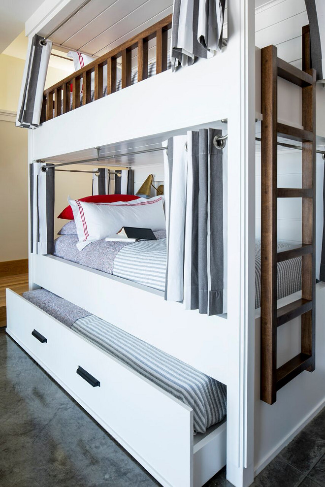 Bunk bed with trundle. Bunk bed with trundle bed. Bunkroom Bunk bed with trundle #Bunkroom #Bunkbed #trundlebed #trundlebunkroom Martha O'Hara Interiors