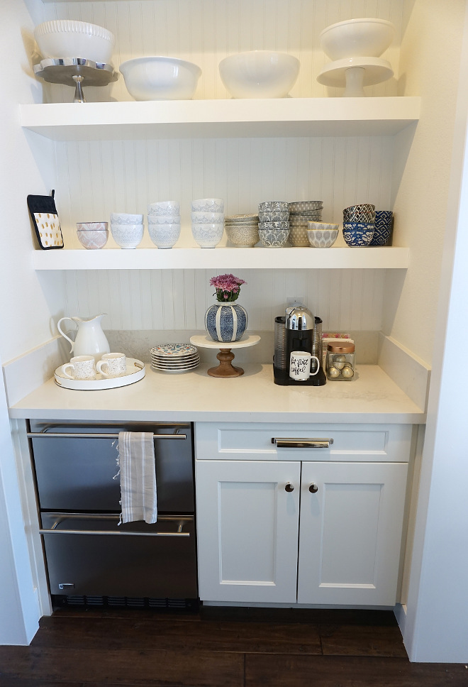 Butlers Pantry Drawer Dishwashwer. Butlers Pantry Drawer Dishwashwer, open shelves and white quartz countertop. Butlers Pantry Drawer Dishwashwer. Butlers Pantry Drawer Dishwashwer #ButlersPantry #DrawerDishwashwer