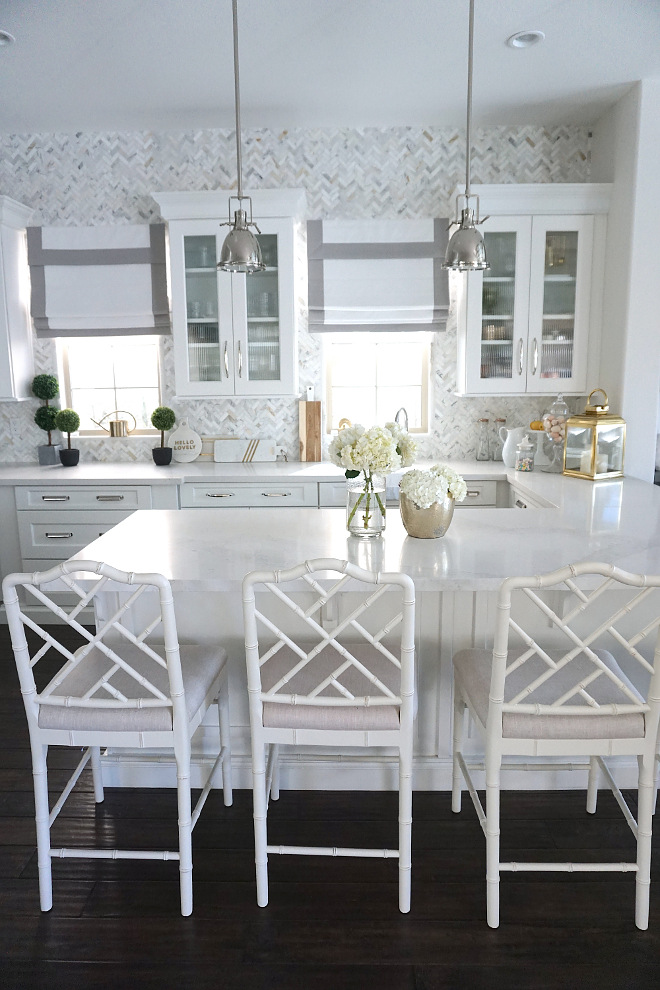 Chippendale Barstool. Kitchen with white Chippendale Barstools. Chippendale Barstools. Chippendale Barstools White Chippendale Barstools #ChippendaleBarstool WhiteChippendaleBarstools #ChippendaleBarstools Beautiful Homes of Instagram @MyHouseOfFour