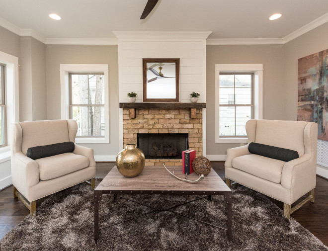 Farmhouse Living Room with Shiplap and Brick Fireplace. Farmhouse Living Room with Shiplap and Brick Fireplace. Farmhouse Living Room with Shiplap and Brick Fireplace. Farmhouse Living Room with Shiplap and Brick Fireplace #FarmhouseLivingRoom #farmhouse #Shiplap #Brick #Fireplace #ShiplapandBrickFireplace #ShiplapandBrick Willow Homes