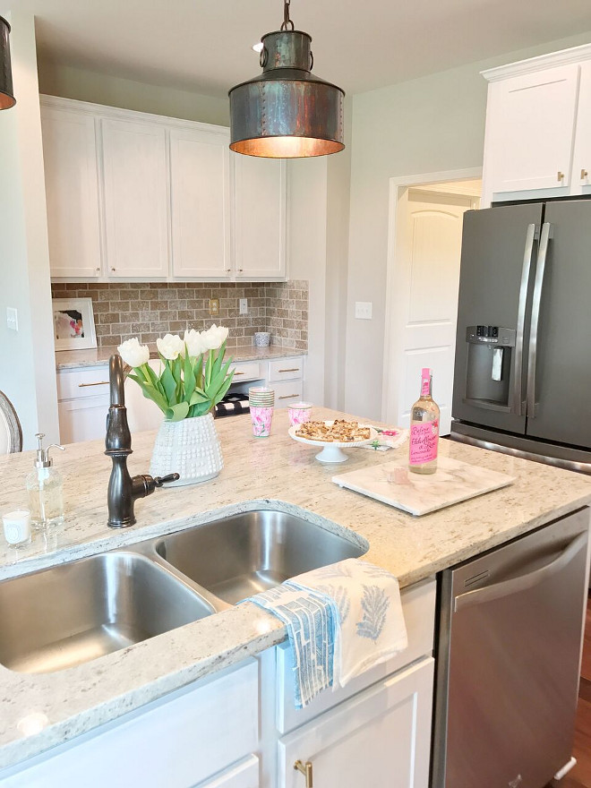 Kitchen Faucet. Kitchen Faucet. The kitchen features Silver Sea Granite countertop. Kitchen Sink and Faucet. Kitchen Faucet. Kitchen Faucet #Kitchen #Faucet Beautiful Homes of Instagram @sugarcolorinteriors