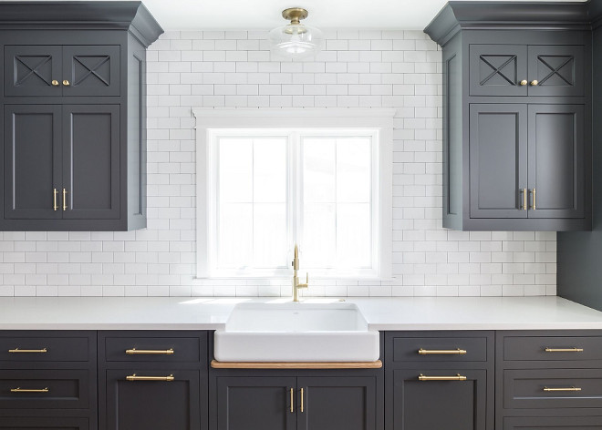 Dark Cabinets Subway Tile Shiplap