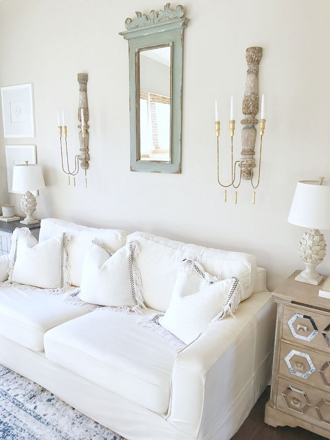 Living room decor. Mirror from a local furniture store. Sconces and chandelier are Aidan Gray. Four framed art prints by Sarah Swanson. Mirrored chest from Kirklands. Living room decor. Living room decor. Living room decor. Living room decor #Livingroom #Livingroomdecor Beautiful Homes of Instagram @sugarcolorinteriors