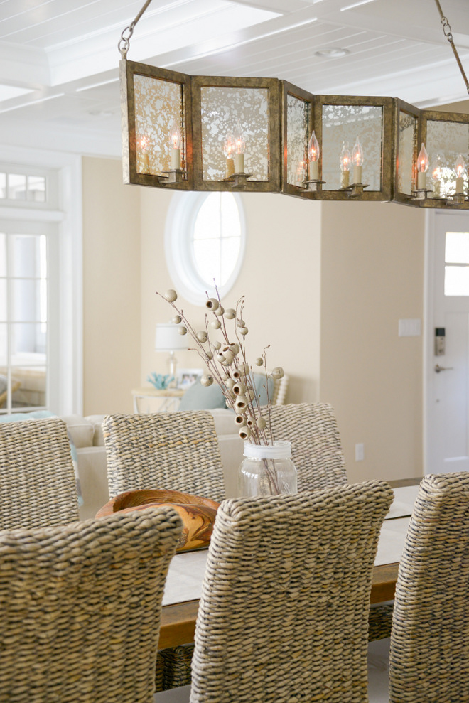 Mercury Glass Chandelier. This 8-light linear mercury glass chandelier brings some warmth and elegance to the space. Dining room Mercury Glass Chandelier. Mercury Glass Chandelier. Mercury Glass Chandelier #MercuryGlassChandelier #MercuryGlass #Chandelier Echelon Custom Homes