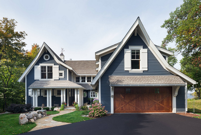 Navy Siding. The siding color is Cabots Solid Stain in Slate Gray, custom blended with reduced red. #Navysiding 