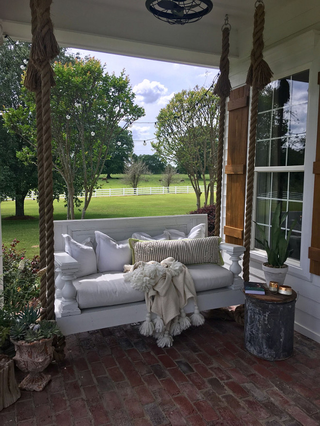 Porch Swing with rope rangers. Farmhouse Porch Swing with rope rangers. Porch Swing with rope rangers #PorchSwingwithroperangers #Farmhouseswing #farmhouseporchswing Beautiful Homes of Instagram @cindimc.ivoryhome