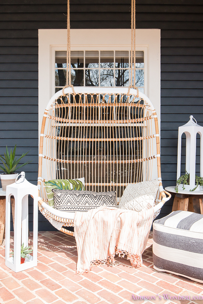 Rattan Porch Swing. Rattan Porch Swing Ideas. Rattan Porch Swing. Rattan Porch Swing #RattanPorchSwing #RattanSwing #PorchSwing Home Bunch's Beautiful Homes of Instagram @addisonswonderland