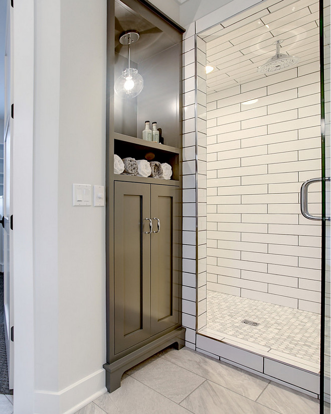 Storage Cabinet by Shower. Bathroom Storage Cabinet by Shower - perfect to storage soaps, shampoos and towels. Great Bathroom Design Ideas Bathroom Storage Cabinet by Shower #StorageCabinet #Showercabinet #BathroomCabinet #Shower #BathroomDesignIdeas #BathroomStorage #BathroomCabinetry #Shower CVI Design