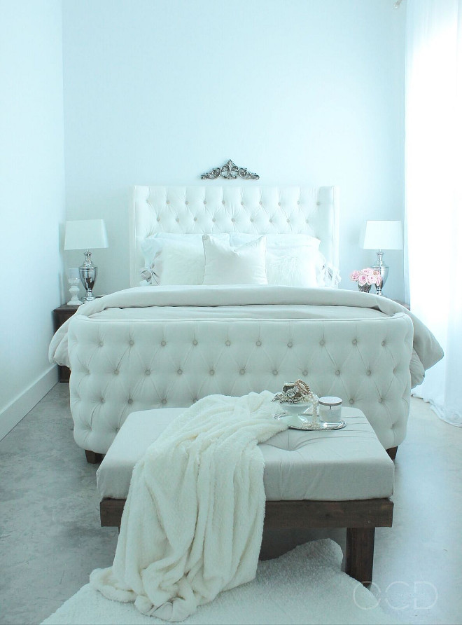 White Tufted Bed. White Tufted Bed. Bedroom with White Tufted Bed. Bed is from Joss and Main. White Tufted Bed #WhiteTuftedBed TuftedBed Beautiful Homes of Instagram @organizecleandecorate