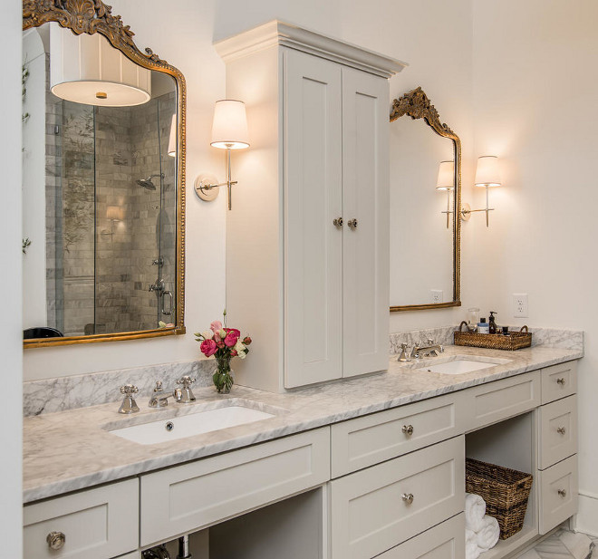 Bathroom Center Cabinet. Best Center Cabinet Bathroom Design Ideas and Remodel Pictures. Grey bathroom with center cabinet. Center Cabinet Bathroom Design #BathroomCenterCabinet #Bathroom #CenterCabinet Domaine Development