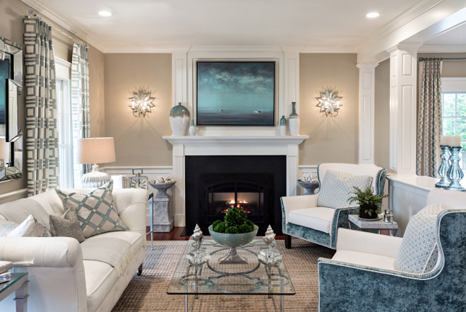 Beige Living Room with coastal white and blue decor. Beige Living Room with coastal white and blue decor ideas #BeigeLivingRoom #LivingRoom #coastal #whiteandbluedecor Casabella Interiors