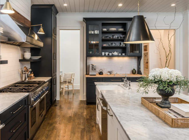 Black and White Farmhouse Kitchen with shiplap backsplash and shiplap ceiling. Black and White Farmhouse Kitchen with shiplap backsplash and shiplap ceiling ideas. Black and White Farmhouse Kitchen with shiplap backsplash and shiplap ceiling #BlackandWhiteFarmhouseKitchen #FarmhouseKitchen #BlackandWhiteKitchen #Shiplap #backsplash Domaine Development