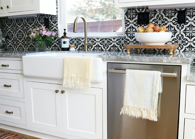 Cement Tile Backsplash. Cement Tile Kitchen Backsplash, Black and White Cement Tile Backsplash #BlackandWhite #CementTileBacksplash #CementTile #Backsplash Jordan from @house.becomes.home