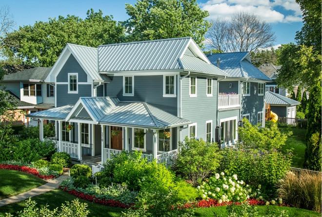 LEED Farmhouse. Green Farmhouse Design. Eco Friendly Farmhouse Design. The roof is Pac-Clad Metallic Silver. It was chosen not only for its color but also for its reflectivity. This helps keep the roof cool, which is always a good idea. #LEEDFarmhouse #GreenFarmhouse #GreenFarmhouseDesign #EcoFriendly #FarmhouseDesign Kipnis Architecture + Planning