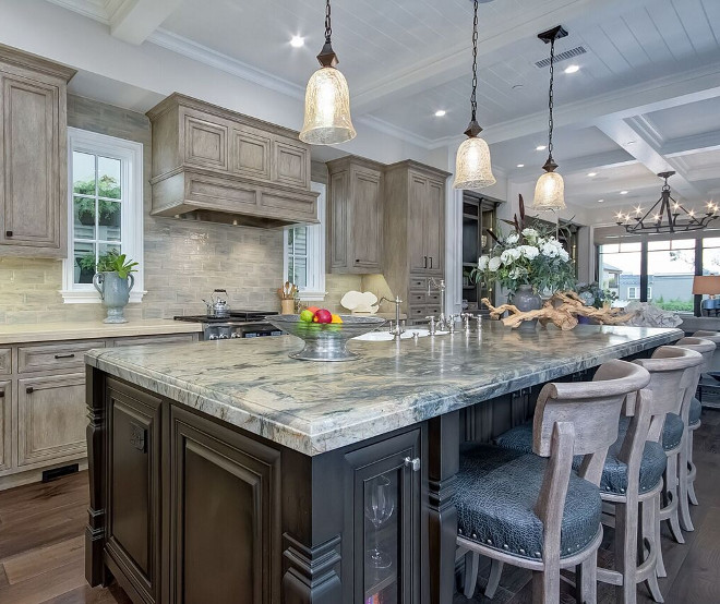 Quartzite Countertop. Kitchen island quartzite countertop. The kitchen island is a unique quartzite that resembled a Monet painting in its color and pattern #QuartziteCountertop #Kitchen #island #quartzite #countertop Brandon Architects, Inc.