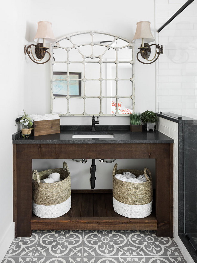 Rustic Farmhouse Bathtoom Vanity and Cement Floor Tile. Rustic Farmhouse Bathtoom Vanity and Cement Floor Tile Ideas. Beautiful Rustic Farmhouse Bathtoom Vanity and Cement Floor Tile #RusticFarmhouseBathtoom #RusticFarmhouseBathtoomVanity #CementFloorTile #RusticFarmhouse #FarmhouseBathtoom #RusticVanity #FarmhousebathroomCementile #cementFloorTileIdeas Willow Homes