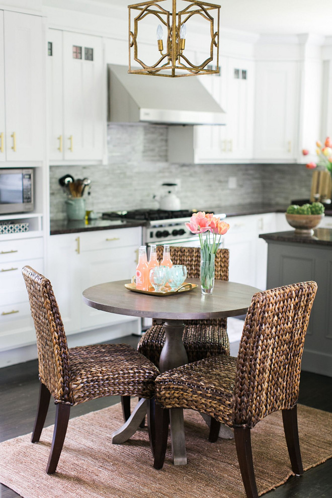 Small Eating area by kitchen with Greywash Table. Small Eating area by kitchen with Greywash Table ideas. Greywash Table: World Market. Woven Wicker Chairs: Pottery Barn Small Eating area by kitchen with Greywash Table from World Market #SmallEatingarea 3Eatingarea #kitchen #kitchenEatingarea #Greywash #GreywashTable #worldmarket Home Bunch Beautiful Homes of Instagram @finding__lovely