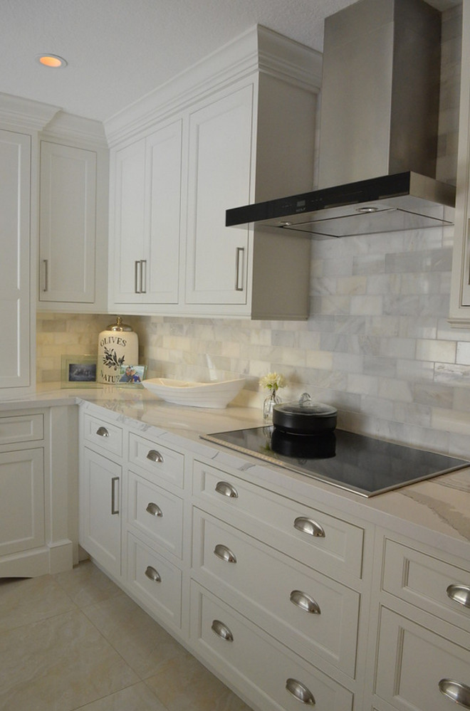 Backsplash. Honed Marble subway tile backsplash #backsplash Waterview Kitchens