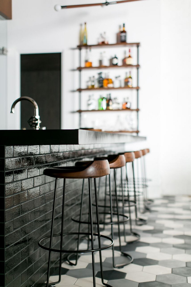 Barstools. Wet Bar Barstools. The bar stools are from McGuire Furniture #Barstools #basement #bar #wetbar Patterson Custom Homes