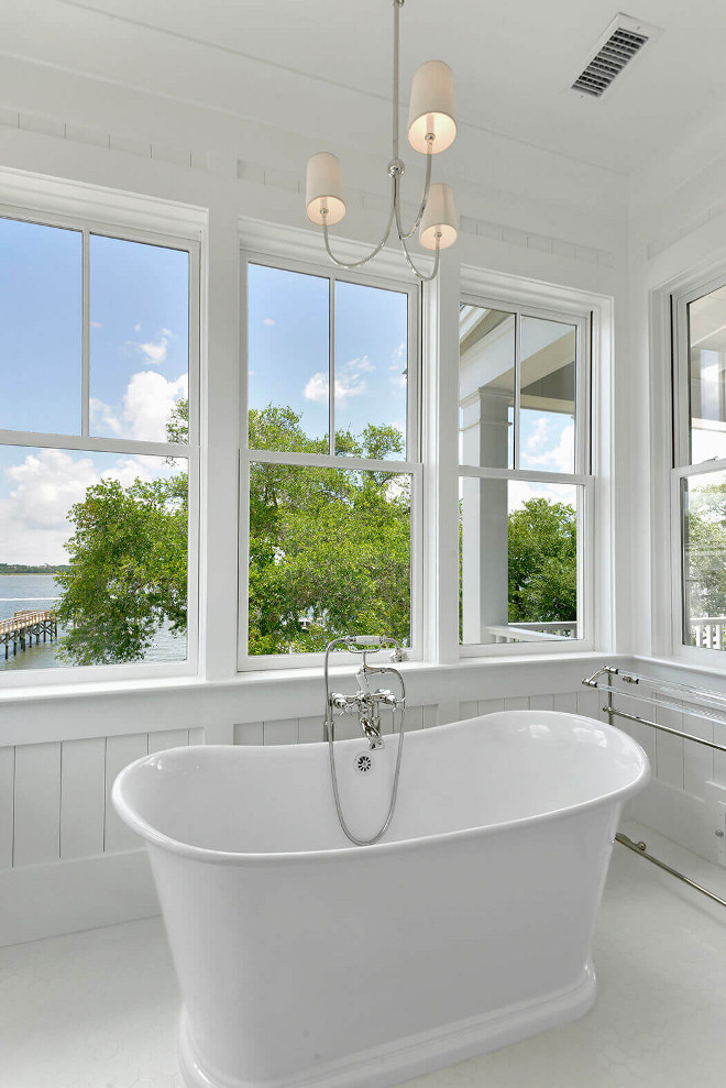 Bathroom vertical shiplap with board and batten trim walls. Bathroom walls with vertical shiplap and board and batten trim. Bathroom vertical shiplap with board and batten trim walls. Bathroom vertical shiplap with board and batten trim walls #Bathroom #verticalshiplap #boardandbattentrim Robyn Hogan Home Design