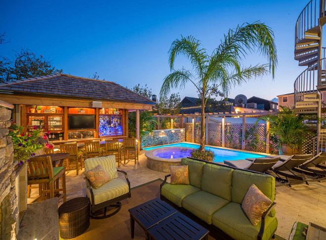 Entertaining Backyard Ideas. Entertaining Backyard Ideas Backyard with outdoor fireplace, pool and wet bar #EntertainingBackyardIdeas #BackyardIdeas #Backyard #pool #outdoorfireplace #bar Echelon Interiors