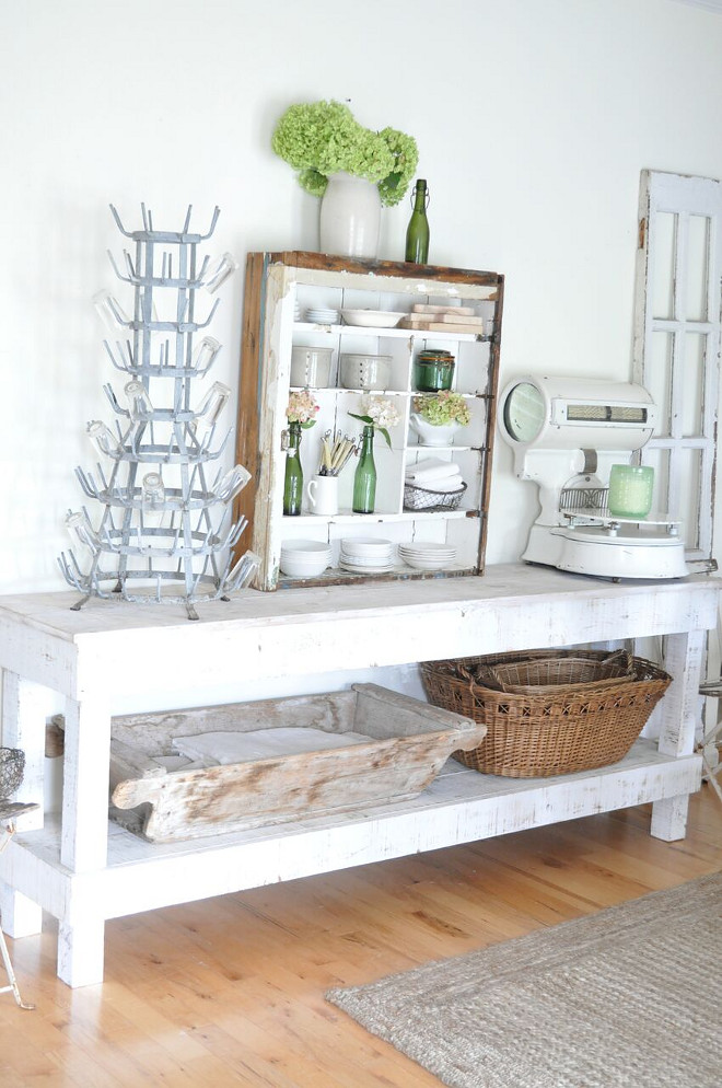 Farmhouse Dining Room Console Table. Farmhouse Dining Room Console Table. The long buffet table and farm table was custom built for our dining room by my husband, out of reclaimed wood. Farmhouse Dining Room Console Table. Farmhouse Dining Room Console Table #Farmhouse #DiningRoom #ConsoleTable Home Bunch's Beautiful Homes of Instagram @becky.cunningham.home