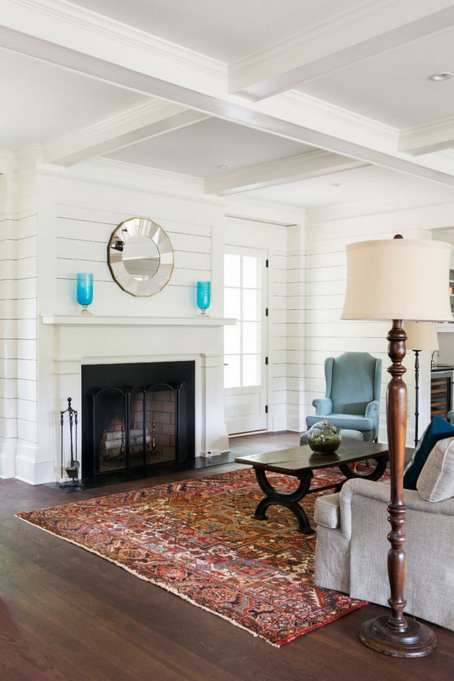 Farmhouse shiplap paneling and coffered ceiling. Farmhouse shiplap paneling and coffered ceiling. Farmhouse shiplap paneling and coffered ceiling. Farmhouse shiplap paneling and coffered ceiling #Farmhouse #shiplap #paneling #cofferedceiling Curran & Co. Architects