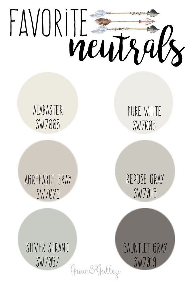 Favorite Neutral Paint Colors. Favorite Neutral Paint Colors. Sherwin Williams SW 7008 Alabaster. Sherwin Williams SW 7005 Pure White. Sherwin Williams SW 7029 Agreeable Gray. Sherwin Williams SW 7015 Repose Gray. Sherwin Williams SW 7057 Silver Strand. Sherwin Williams SW 7019 Gauntlet Gray . Sherwin Williams SW 7008 Alabaster. Sherwin Williams SW 7005 Pure White. Sherwin Williams SW 7029 Agreeable Gray. Sherwin Williams SW 7015 Repose Gray. Sherwin Williams SW 7057 Silver Strand. Sherwin Williams SW 7019 Gauntlet Gray . Sherwin Williams SW 7008 Alabaster. Sherwin Williams SW 7005 Pure White. Sherwin Williams SW 7029 Agreeable Gray. Sherwin Williams SW 7015 Repose Gray. Sherwin Williams SW 7057 Silver Strand. Sherwin Williams SW 7019 Gauntlet Gray Favorite Neutral Paint Colors #FavoriteNeutralPaintColors #NeutralPaintColors By Grain & Galley