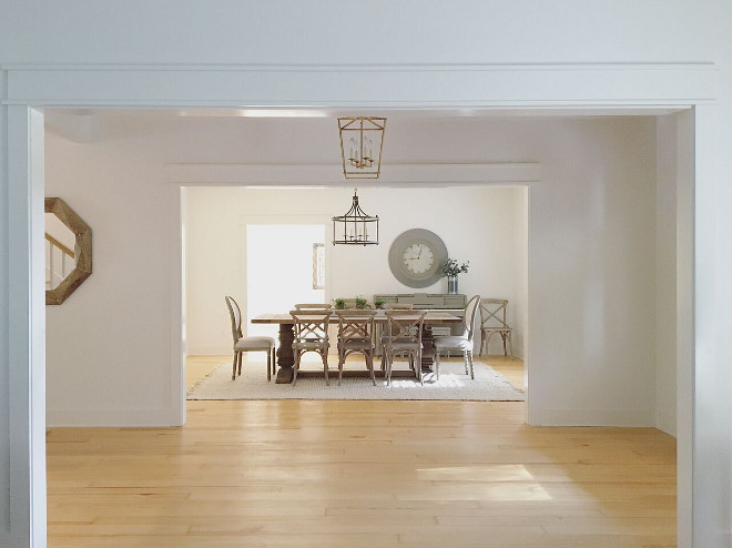 Foyer to dining room. The front door and the 8' wide entryway, helps to make the space open and bright! #diningroom Beautiful Homes of Instagram @theclevergoose