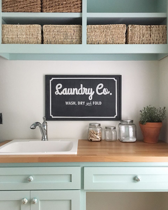 Ikea Butcher block countertop. Ikea Butcher block countertop. Farmhouse laundry room Ikea Butcher block countertop #IkeaButcherblock #IkeaButcherblockcountertop Home Bunch's Beautiful Homes of Instagram @theclevergoose