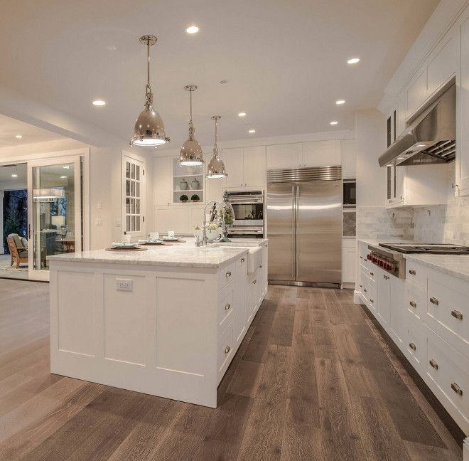 Kitchen Flooring. Kitchen Hardwood Flooring. Floors are lye/smoke treated 7-8" wide hickory floor with a penetrating finish. Kitchen Hickory Hardwood Flooring. Kitchen wide plank Hickory Flooring #Kitchen #Hickory #HardwoodFlooring #Kitchenflooring #flooring Calista Interiors