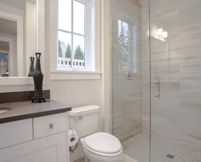 Combined Neutral Half Walls And Open Showers