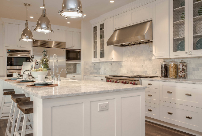 Shaker Cabinet White Kitchen. Shaker Cabinet White Kitchen with mesh wire doors. The designer added mesh wire to the cabinets to bring a farmhouse feel to this white kitchen. Shaker Cabinet White Kitchen. Shaker Cabinet White Kitchen. Shaker Cabinet White Kitchen. Shaker Cabinet White Kitchen #ShakerCabinetWhiteKitchen #ShakerCabinet #WhiteKitchen #Meshwire Calista Interiors