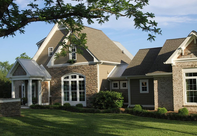 Tan exterior home with Hardie siding and combination of exterior stone and exposed exterior brick. Tan exterior home with Hardie siding and combination of exterior stone and exposed exterior brick #Tanexterior #homeexterior #Hardiesiding #exteriorstone #exposedbrick #exteriorbrick Home Bunch's Beautiful Homes of Instagram @blessedmommatobabygirls