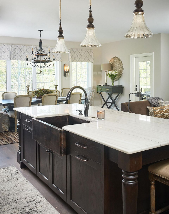 White Macaubas Quartzite. Dark White Oak island with White Macaubas Quartzite countertop White Macaubas Quartzite #WhiteMacaubas #Quartzite #WhiteMacaubasCountertop #WhiteMacaubasQuartzite Mike Schaap Builders