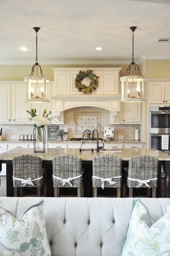 Neutral Kitchen with Creamy White Cabinets. Kitchen cabinets are custom made. They are classic raised panel cabinets made from Beech wood. Neutral Kitchen with Creamy White Cabinets. Neutral Kitchen with Creamy White Cabinets #NeutralKitchen #CreamyWhiteCabinets #CreamyWhitekitchenCabinets Home Bunch's Beautiful Homes of Instagram @thegracehouse