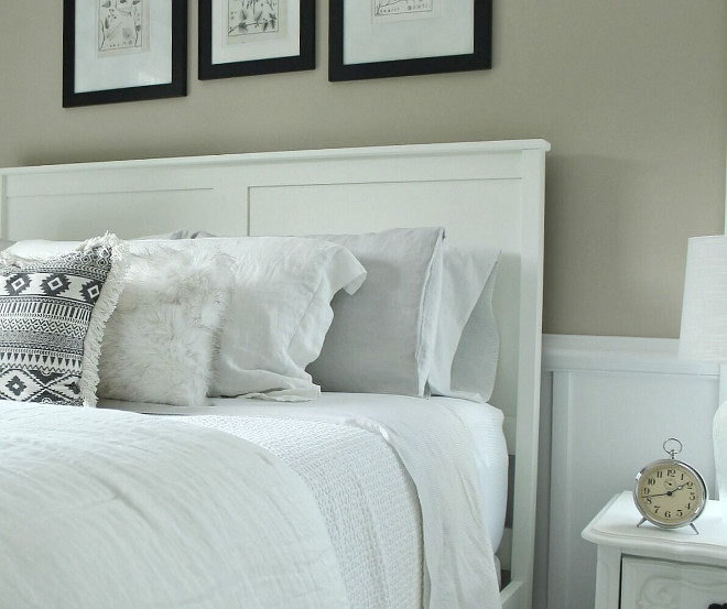 Bedding. The bed is an antique, Amish made, chalk painted with Valspar chalk paint in the color Kid Gloves. French Provincial nightstand and dresser were mine as a child, painted the same as bed. Bedding is from various stores. I like to pay extra attention to detail as well as cost into the bedding of the guest beds. Linen, high quality cotton and extra down comforters are a great way to give that 4 & 5 star hotel feel. #Bedding Beautiful Homes of Instagram @middlesisterdesign - Home Bunch