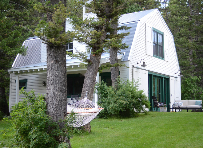 Barn Converted into a guest house. Guest House. Barn Guest House. We converted the existing storage barn into a two bedroom, two-bath guesthouse. We added windows, two dormers and a porch, but left the remaining structure as originally built. #Barn #GuestHouse Beautiful Homes of Instagram @SanctuaryHomeDecor