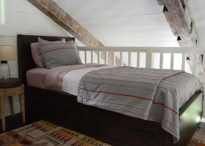 Cabin Loft Bedroom. Twin Beds & Bedding – Restoration Hardware Kids. Beautiful Homes of Instagram @SanctuaryHomeDecor