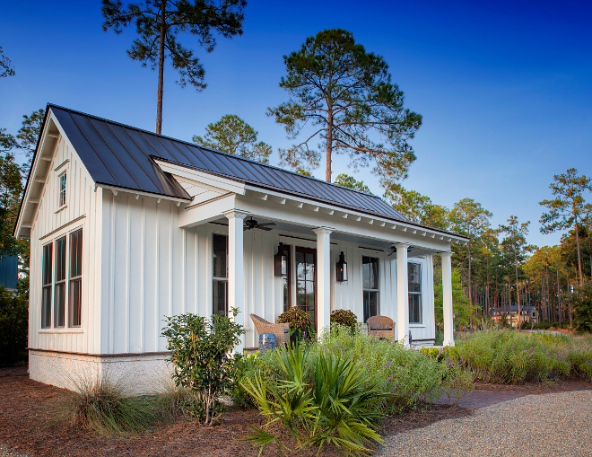 Cottage Board and batten and metal roof with porch. Cottage Board and batten and metal roof with porch. Cottage Board and batten and metal roof with porch. Cottage Board and batten and metal roof with porch #Cottage #Boardandbatten #metalroof #porch Lisa Furey of Barefoot Interiors