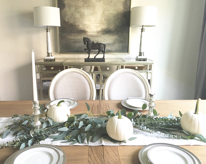 Dining room Fall Greenery and White Pumpkin Decor. Dining room Fall Greenery and White Pumpkin Decor. Dining room Fall Greenery and White Pumpkin Decor. Dining room Fall Greenery and White Pumpkin Decor #Diningroom #Fall #Greenery #WhitePumpkins #FallDecor @classicstylehome