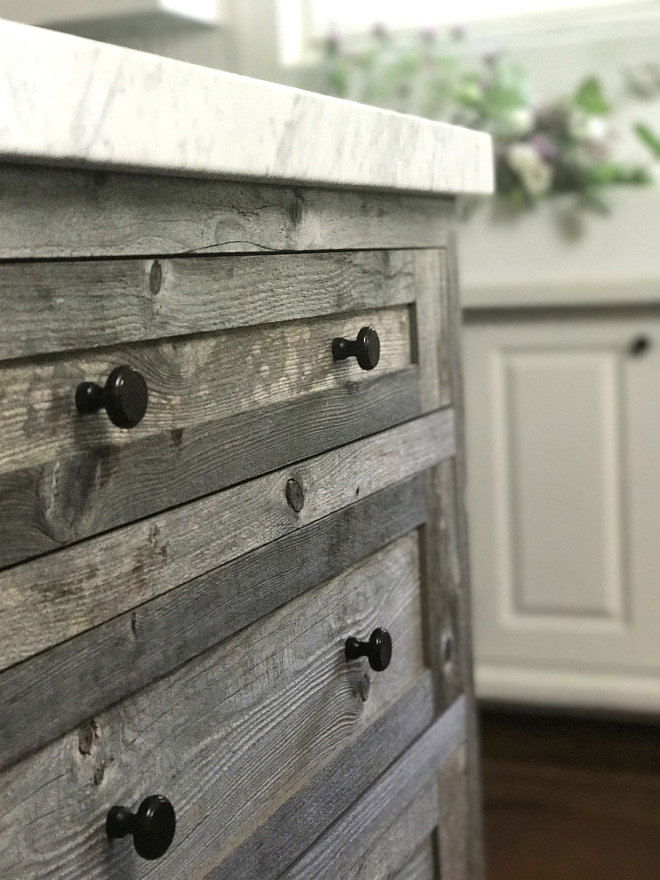 Driftwood kitchen cabinet hardware. Driftwood kitchen cabinet hardware. The hardware is the Dakota button knob from Restoration Hardware in Soft Iron. Driftwood kitchen cabinet hardware. Driftwood kitchen cabinet hardware #Driftwoodkitchencabinet #hardware Beautiful Homes of Instagram @SanctuaryHomeDecor