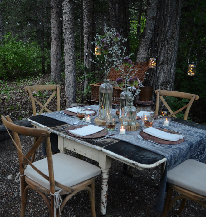 Farmhouse Outdoor Dining. Find some old but charming furniture next time you go to a flea market and use it outdoors on special occasions. This is a great way to bring a vintage farmhouse feel to your outdoors. Beautiful Homes of Instagram @SanctuaryHomeDecor