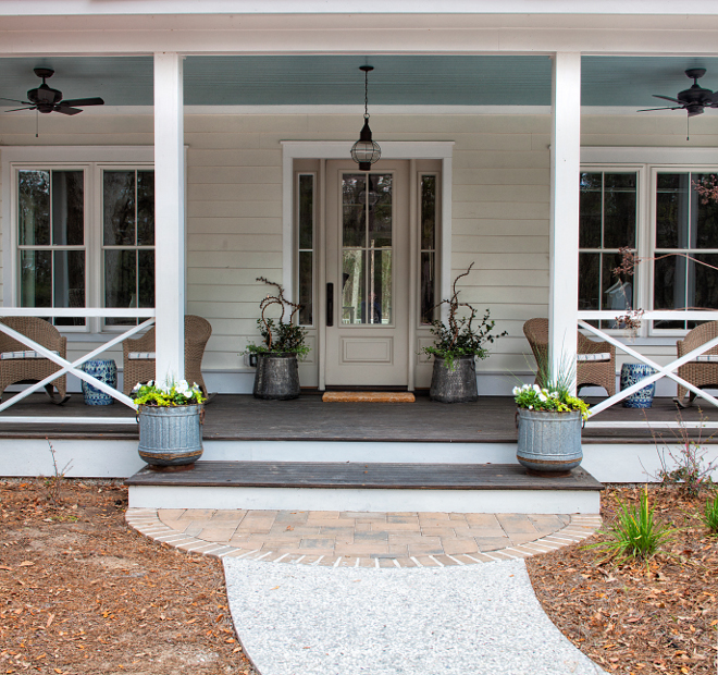 Haint Blue by Sherwin Williams Porch Ceiling Paint Color. Haint Blue by Sherwin Williams Blue Porch Ceiling Paint Color #HaintBluebySherwinWilliams #BluePorchCeiling #PaintColor Lisa Furey - Barefoot Interiors