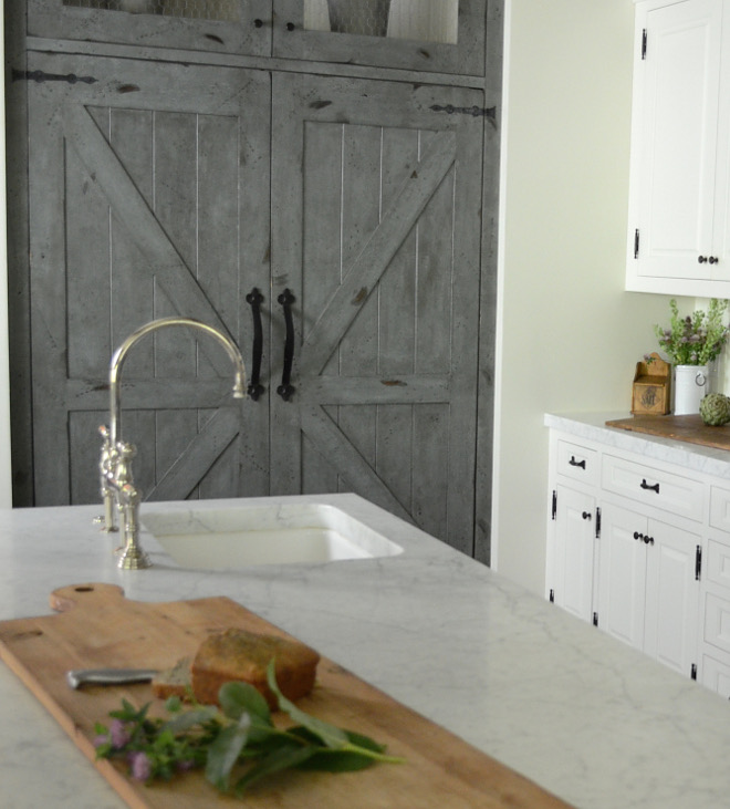 Kitchen prep sink. Kitchen prep sink and faucet. The island prep sink is a great addition to this kitchen and is used more frequently than the larger sink, simply because it is conveniently located near the refrigerator and range. #kitchenprepsink #prepsink #faucet Beautiful Homes of Instagram @SanctuaryHomeDecor