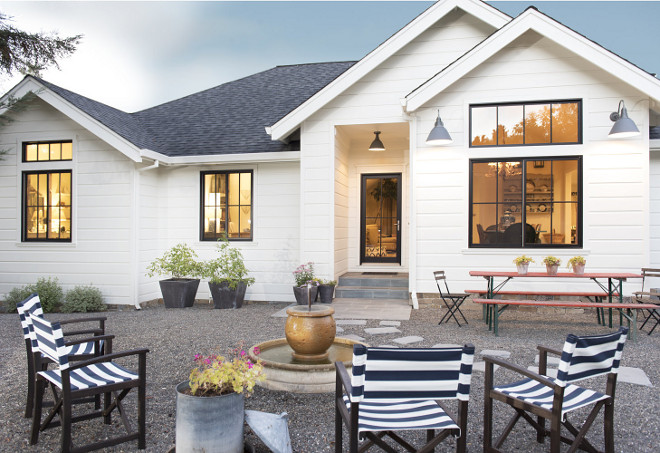 Low-maintenance gravel patio. Farmhouse Low-maintenance gravel patio and planters. Low-maintenance gravel patio Farmhouse Low-maintenance gravel patio #Lowmaintenance #gravelpatio #farmhouse Tama Bell Design