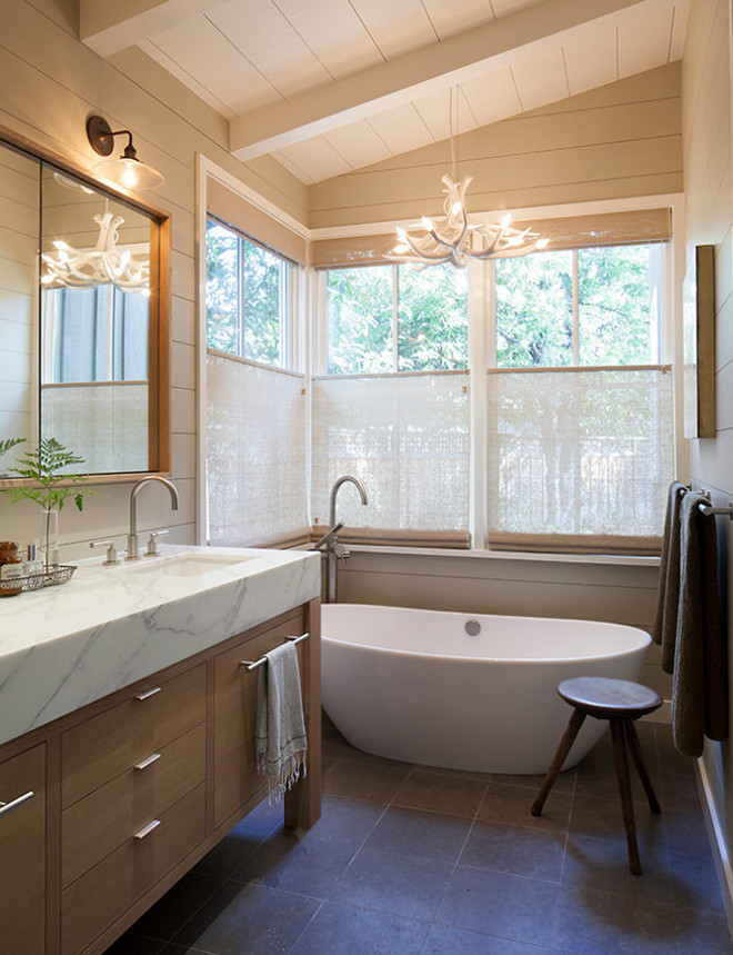 Tan shiplap. Tan shiplap. Modern farmhouse bathroom features Tan shiplap. I love the idea of using other colors on shiplap other than just white. Tan shiplap. Tan shiplap Neutral Tan shiplap. Tan shiplap #Tanshiplap Jennifer Robin Interiors