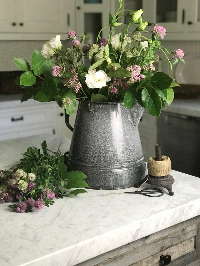 Square edge countertop. We chose honed Carrera marble with a simple square edge for all of the countertops #squareedgecountertop Beautiful Homes of Instagram @SanctuaryHomeDecor